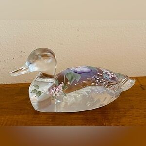 Fenton Handpainted Glass Duck